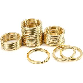20 PCS Brass Flat Split Key Rings, 25mm (1") Diameter, Solid Brass Keyrings for Keys, Clasps, Attachments for Charms, DIY Crafts at Home, Car, Office Use (Gold)