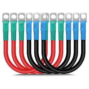 Linkstyle 6 AWG Battery Cables, 6pcs 30CM/12inch Battery Inverter Cables Set,12V 6 Gauge Marine Battery Cables with 5/16" Tinned Copper Lugs
