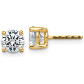 Diamond2Deal 14k Yellow Gold 2ctw Solitaire Lab Grown Diamond with Stud Earrings (SI1-SI2 Clarity, GH Color)