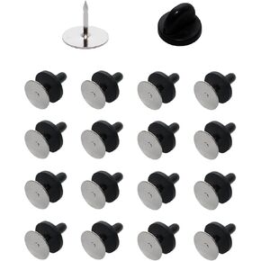 50 Pairs White Rubber Pin Backs Set, Nickel-Plated Brass Pins with PVC Rubber Keepers, Perfect for Enamel Pins, Jewelry Making, and Crafts