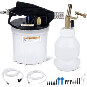 Vacuum Brake Bleeder Kit, One Person Pneumatic Brake Fluid, Air Brake Bleeder Kit with 2L Brake Fluid Extractor and 1L Refilling Bottle, Come with Adapters and Replaceable Connectors