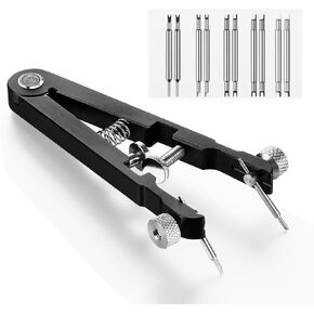 Watch Spring Plier Tool Kit Watch Band Pliers with 10 Tips Pin Bar Tweezers Tool for Disassembling and Replacing Watch Wristbands (Black)