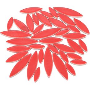 uxcell Ceramic Mosaic Tile, About 200g Teardrop Leaf Tile Mosaic Block for Handicrafts Artwork, True Red