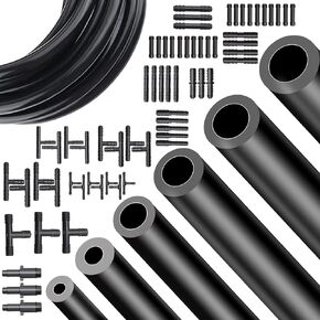 Tnisesm Vacuum Hose Automotive 1/8" 5/32" 3/16" 1/4" 5/16" 3/8"ID 130PSI 5 FT With 12 Sizes 65PCS Vacuum Connector, High Performance Automotive Silicone Vacuum Tubing Hose line Kit