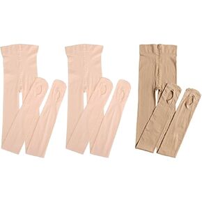 Dancing Kitty girls Ballet Dance Convertible Ultra Soft Professional dance 3 pairs Pants, Caramel, 7-9 Years