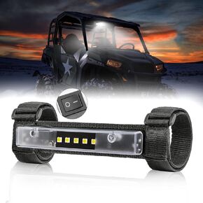 White LED UTV Dome Light Battery Powered, Roll Bar Mount w/Switch Utility Car Interior Work Light Truck Bed Light Engine Bay Repair Light for RV RZR Polaris Can-Am
