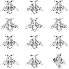 CHGCRAFT 12Pcs Bees Alloy Lapel Pins for Backpack Clothes Decorations Party Anniversary Accessories Gifts, Antique Silver 26x20x3mm