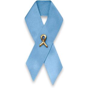 2 Pack Light Blue Satin Ribbon Awareness Pins