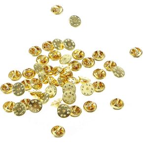 100Pcs Gold Pin Backs, Metal Locking Pin Backs, Brass Clutch for Brooch Tie Hat Badge Insignia Pin Backs Replacement,Jewelry Findings