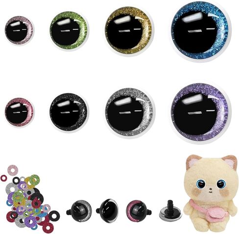 Buyongwant Safety Eyes for Crocheting with Washers, 4 Sizes Amigurumi Eyes 3D Glitter, 72Pcs Moon Stuffed Crochet Eyes for Doll Crafts, Multicolor in Saudi Arabia