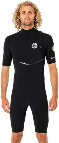 Rip Curl Mens E-Bomb 2mm Zip Free Shorty Wetsuit - Black - Easy Stretch Short Sleeve in Kuwait