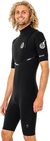 Rip Curl Mens E-Bomb 2mm Zip Free Shorty Wetsuit - Black - Easy Stretch Short Sleeve in Kuwait