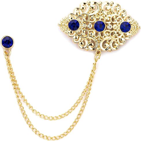 Knighthood Abstract Gold Engraving Badge With Stone And Hanging Tassel Chain Collar Pin Brooch, Suit Stud, Shirt Studs, Lapel Pin Accessories for Men Women in Kuwait
