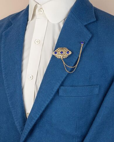 Knighthood Abstract Gold Engraving Badge With Stone And Hanging Tassel Chain Collar Pin Brooch, Suit Stud, Shirt Studs, Lapel Pin Accessories for Men Women in Kuwait