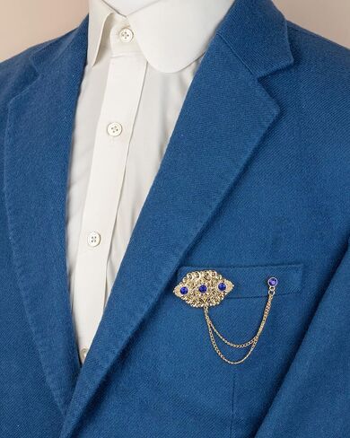 Knighthood Abstract Gold Engraving Badge With Stone And Hanging Tassel Chain Collar Pin Brooch, Suit Stud, Shirt Studs, Lapel Pin Accessories for Men Women in Kuwait