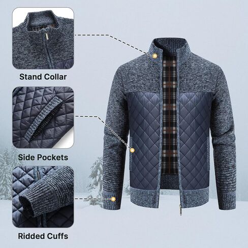 Lamgool Men's Full Zip Sweater Long Sleeve Casual Slim Fit Cardigan Sweaters in Saudi Arabia