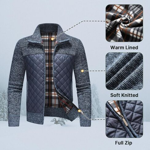 Lamgool Men's Full Zip Sweater Long Sleeve Casual Slim Fit Cardigan Sweaters in Saudi Arabia