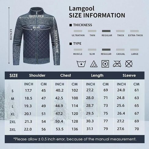 Lamgool Men's Full Zip Sweater Long Sleeve Casual Slim Fit Cardigan Sweaters in Saudi Arabia