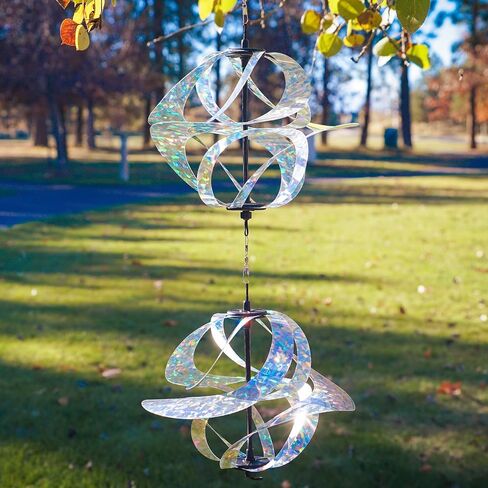 In the Breeze 2479 — Silver Sparkle Double Vortex Spinner — Mesmerizing and Colorful Hanging Wind Spinner… in Saudi Arabia
