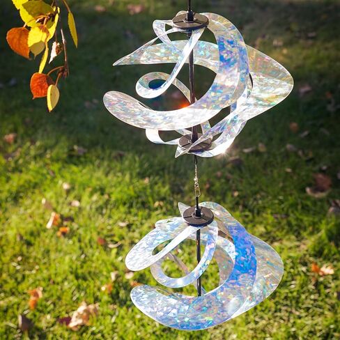In the Breeze 2479 — Silver Sparkle Double Vortex Spinner — Mesmerizing and Colorful Hanging Wind Spinner… in Saudi Arabia