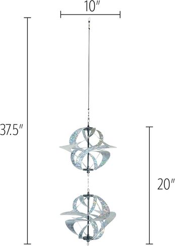 In the Breeze 2479 — Silver Sparkle Double Vortex Spinner — Mesmerizing and Colorful Hanging Wind Spinner… in Saudi Arabia