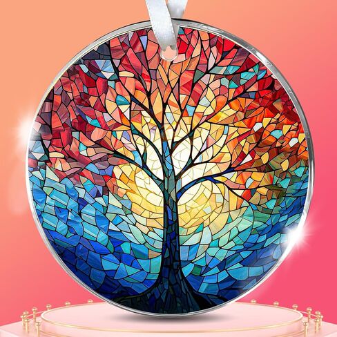 Christmas Ornaments 2024,Double-Sided 3.14In Acrylic Tree of Life Patterns Retro Christmas Tree Ornaments Vintage Style Xmas Pendant Decorative Hanging Decor for Christian Family Friends Present in Saudi Arabia