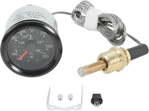 JDMSPEED 2" 52mm Water Temperature Gauge 40-130℃,110-265℉ Water Temp Thermometer Meter Kit DC12V with Sensor NPT 1/2, 1.8m Wire Length in Saudi Arabia