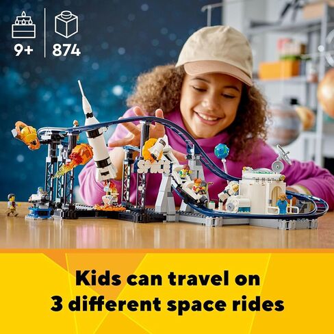 LEGO Creator 3 in 1 Space Roller Coaster Building Toy Set Featuring a Roller Coaster, Drop Tower, Carousel and 5 Minifigures, Rebuildable Amusement Park for Kids Ages 9+, 31142 in Saudi Arabia