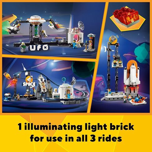 LEGO Creator 3 in 1 Space Roller Coaster Building Toy Set Featuring a Roller Coaster, Drop Tower, Carousel and 5 Minifigures, Rebuildable Amusement Park for Kids Ages 9+, 31142 in Saudi Arabia
