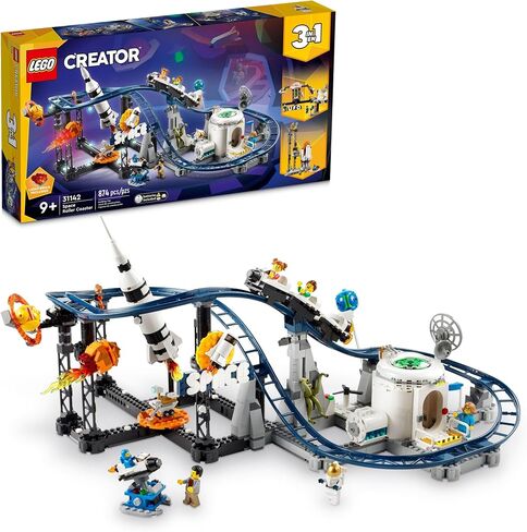 LEGO Creator 3 in 1 Space Roller Coaster Building Toy Set Featuring a Roller Coaster, Drop Tower, Carousel and 5 Minifigures, Rebuildable Amusement Park for Kids Ages 9+, 31142 in Saudi Arabia