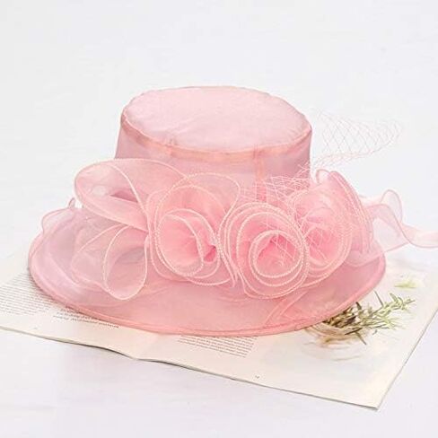 Women's Kentucky Derby Church Dress Hat Wide Brim Leaf Flower Bridal Shower Hat in Kuwait