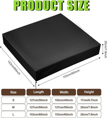 Square Sandbox Cover, Waterproof Sand Box Cover with Drawstring Closure Black 420D Oxford Cloth Protective Outdoor Sandpit Pool Lid for Kids Away from Rain (M, 50x50x7.9in) in Saudi Arabia