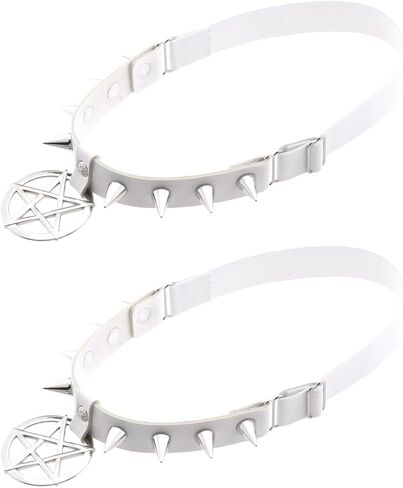 FM FM42 Multicolor PU Simulated Leather Spikes Rivets Pentacle Star Charm Leg Thigh Elastic, Pack of 2 PCs in Saudi Arabia
