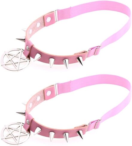 FM FM42 Multicolor PU Simulated Leather Spikes Rivets Pentacle Star Charm Leg Thigh Elastic, Pack of 2 PCs in Saudi Arabia