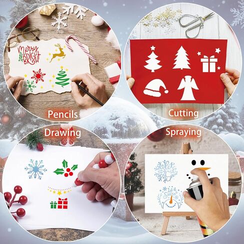 60 قطعة استنسل عيد الميلاد الصغيرة للرسم على الخشب القابل لإعادة الاستخدام استنسل عيد ميلاد سعيد 3 بوصة استنسل عيد الميلاد للزينة DIY الحرف اليدوية كرات عيد الميلاد ديكور المنزل (60 نمط عيد الميلاد) in Saudi Arabia