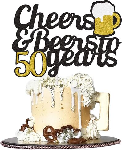 Cheers to 30 Years Cake Topper, Happy 30th Birthday Cake Topper, 30th Anniversary Thirty Birthday Party Supplies Black and Gold Glitter Decorations Double Sided in Saudi Arabia