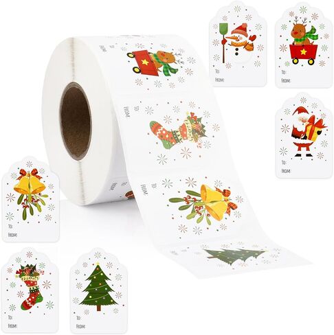 500 Pcs Christmas Gift Tags - Christmas Labels Stickers, Self Adhesive Christmas Name Tag Stickers for Presents, Christmas Gift Labels, to and from Christmas Tags Xmas Santa Holiday Decor in Saudi Arabia