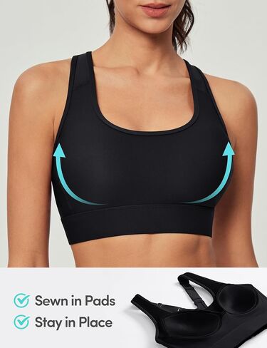 IUGA High Impact Sports Bras for Women High Support Racerback Sports Bra with Sewn-in Pads Adjustable Straps in Kuwait