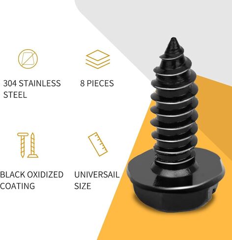 License Plate Screws for Car, Rustproof Stainless Steel Screws, License Plate Bolts for Domestic Vehicles, Stainless Fasteners for License Plates with Srewdriver (Black, Black-8) in Saudi Arabia