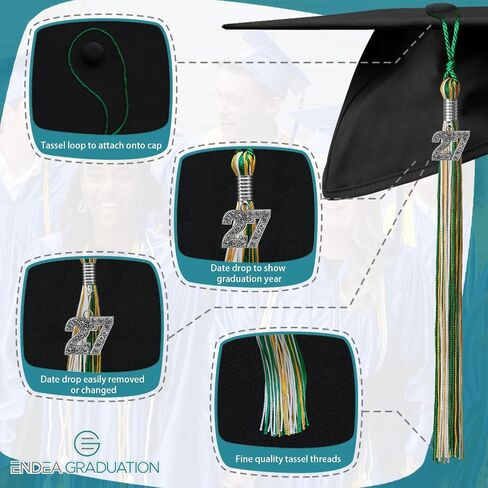 Endea Graduation Mixed Triple Color Tassel with Silver Bling Charm (Black/Red/White, 2025) in Saudi Arabia