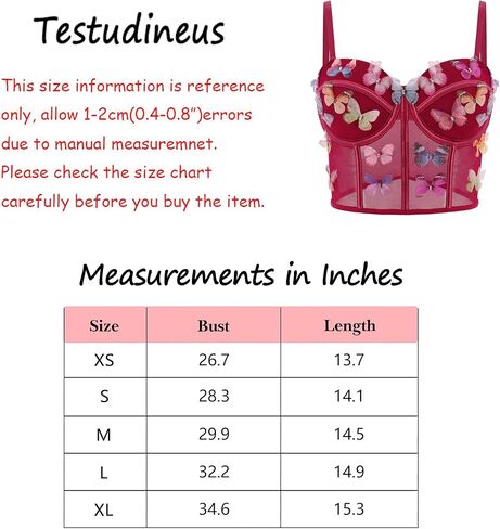 Testudineus Women Chic Butterfly Embroidered Corset Top Spaghetti Strap Sheer Mesh Push Up Bustier Bralette in Kuwait