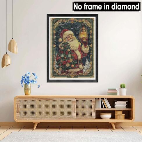 Biishow Diamond Art Kits for Adults Christmas Day - 30x40cm Diamond Art Painting Accessories Santa Claus Full Drill Round Rhinestone Cross Stitch Embroidery Canvas, Ideal for DIY Craft & Home Decor in Saudi Arabia