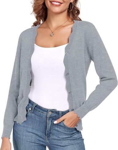 syoss Women's Long Sleeve V-Neck Cardigan Knit Button Down Shrugs Sweater in Kuwait
