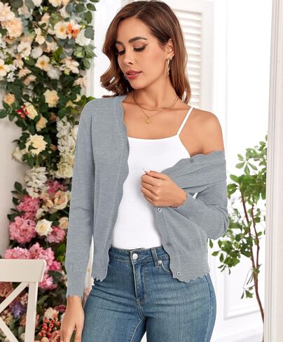 syoss Women's Long Sleeve V-Neck Cardigan Knit Button Down Shrugs Sweater in Kuwait
