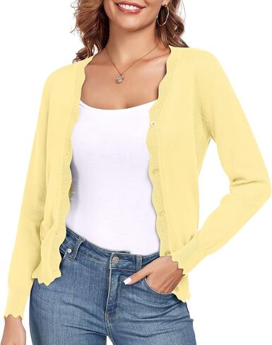 syoss Women's Long Sleeve V-Neck Cardigan Knit Button Down Shrugs Sweater in Kuwait