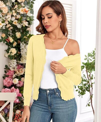 syoss Women's Long Sleeve V-Neck Cardigan Knit Button Down Shrugs Sweater in Kuwait