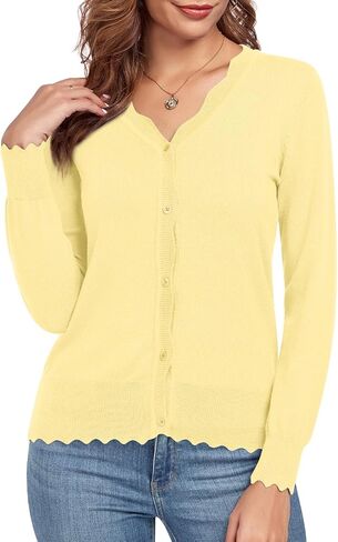 syoss Women's Long Sleeve V-Neck Cardigan Knit Button Down Shrugs Sweater in Kuwait