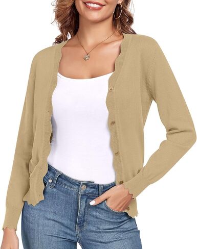 syoss Women's Long Sleeve V-Neck Cardigan Knit Button Down Shrugs Sweater in Kuwait