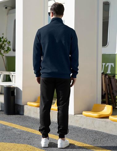 LBL Leading the Better Life Mens Sweatshirt Fashion Stand Collar Button Pullover Sweatshirts with Pockets in Kuwait