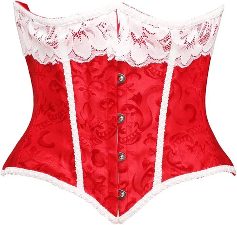 YUNAR Women's Beautiful Christmas Boned Overbust Corset Bustier Lingerie Xmas Crop Top in Saudi Arabia